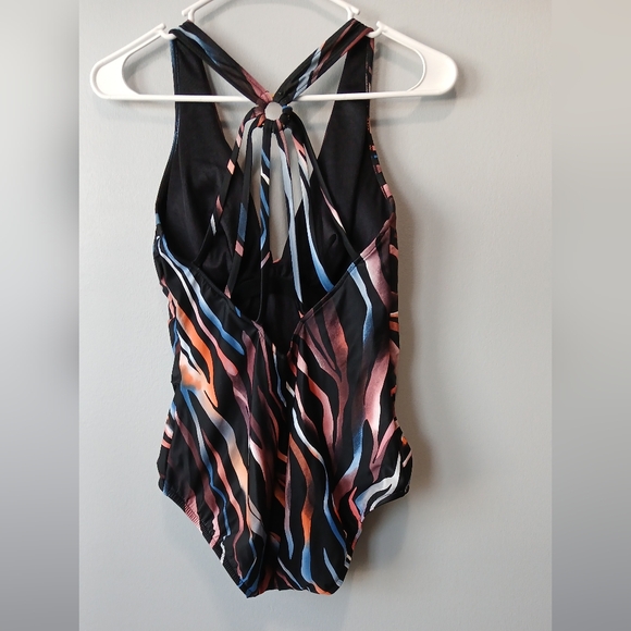 Magicsuit By Miraclesuit Black Blue One Piece Slimming Sexy Swimsuit Size 10 - Picture 5 of 8
